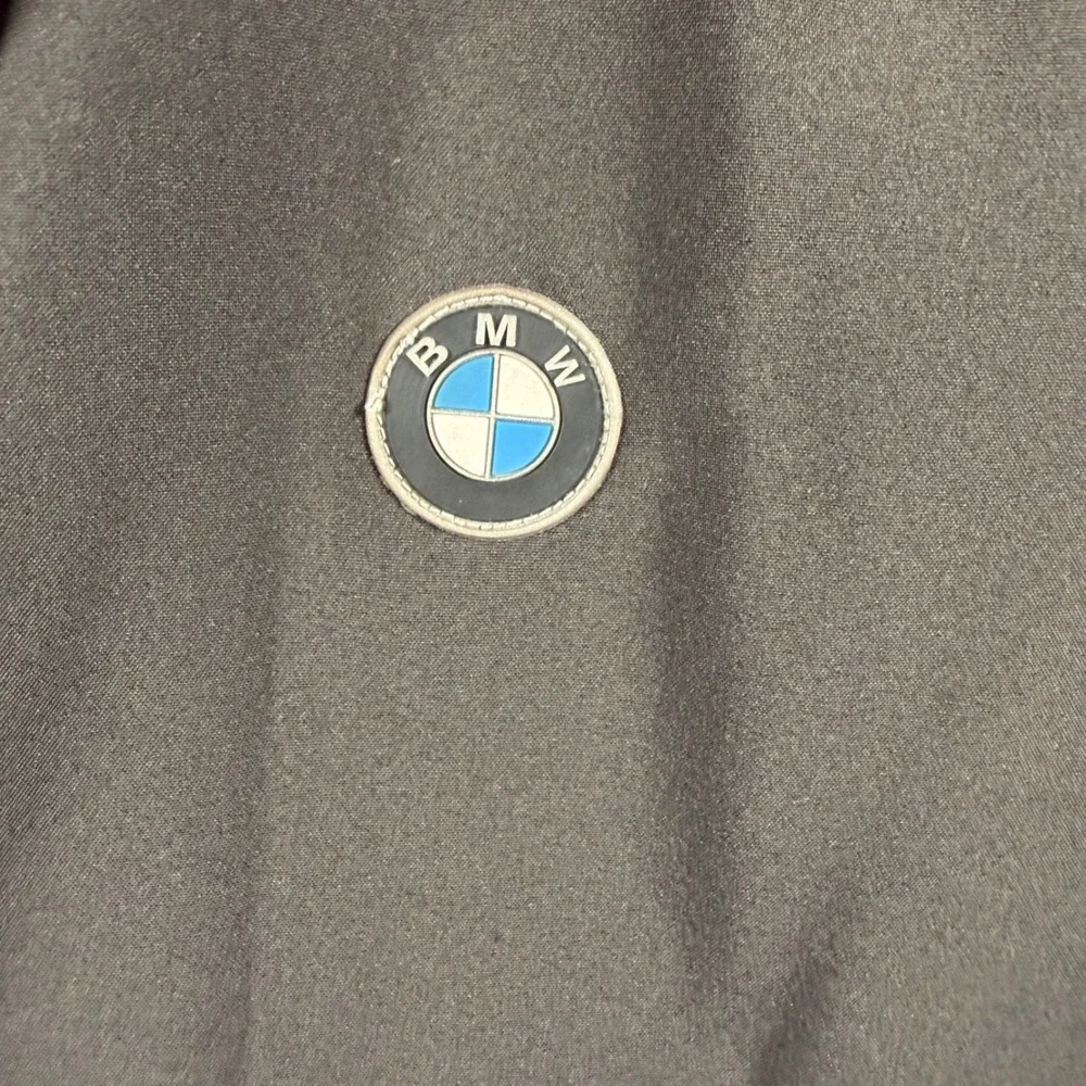 BMW Men's XL Softshell Fleece Lined Jacket Full Zip Stowable Hood Black Grey